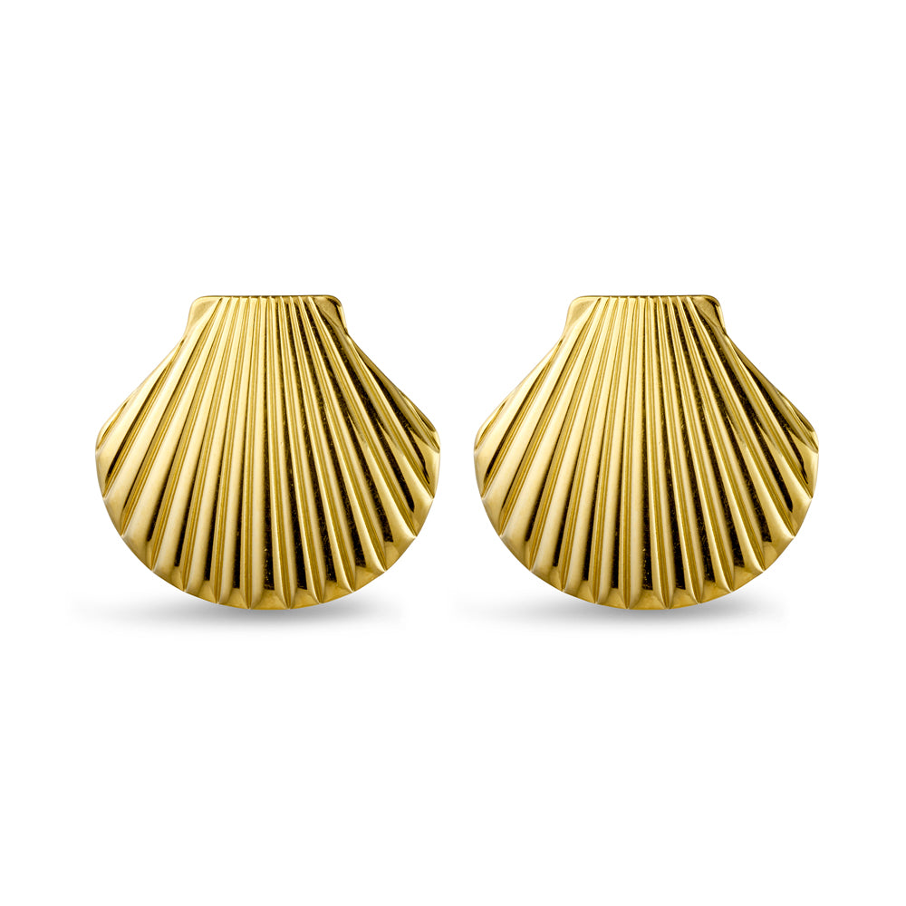 Oversized Gold Seashell Studs