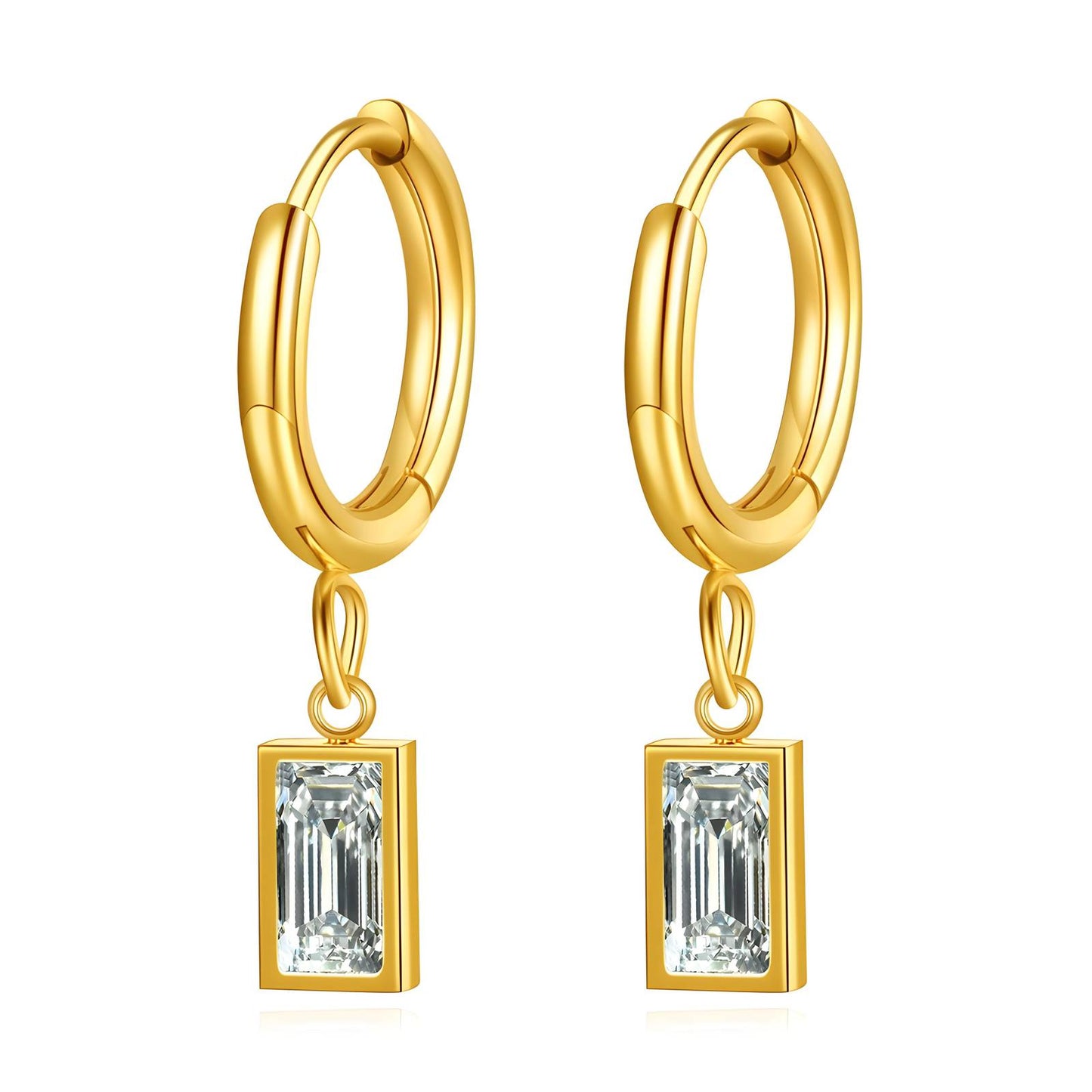 Rectangle Crystal Drop Earrings