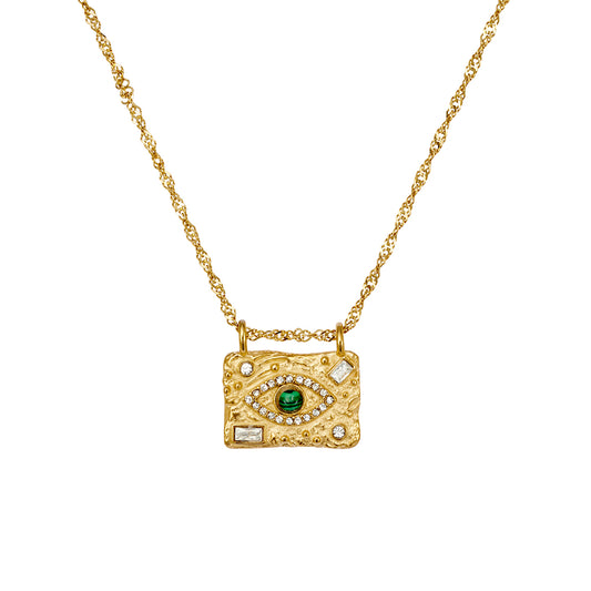 Gold Evil Eye Pendant Necklace