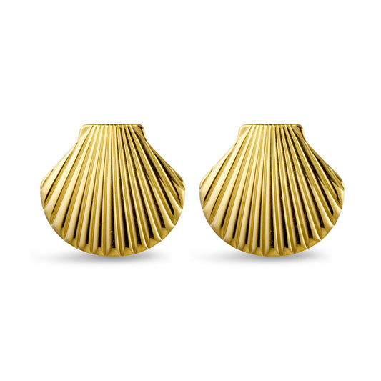 Oversized Gold Seashell Studs