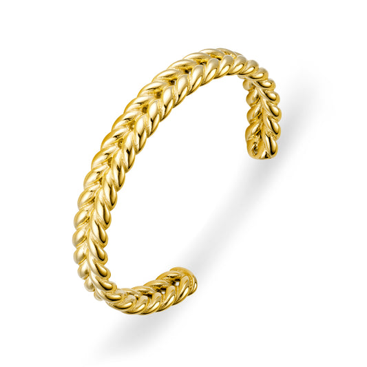 Double Plait Gold Cuff Bracelet
