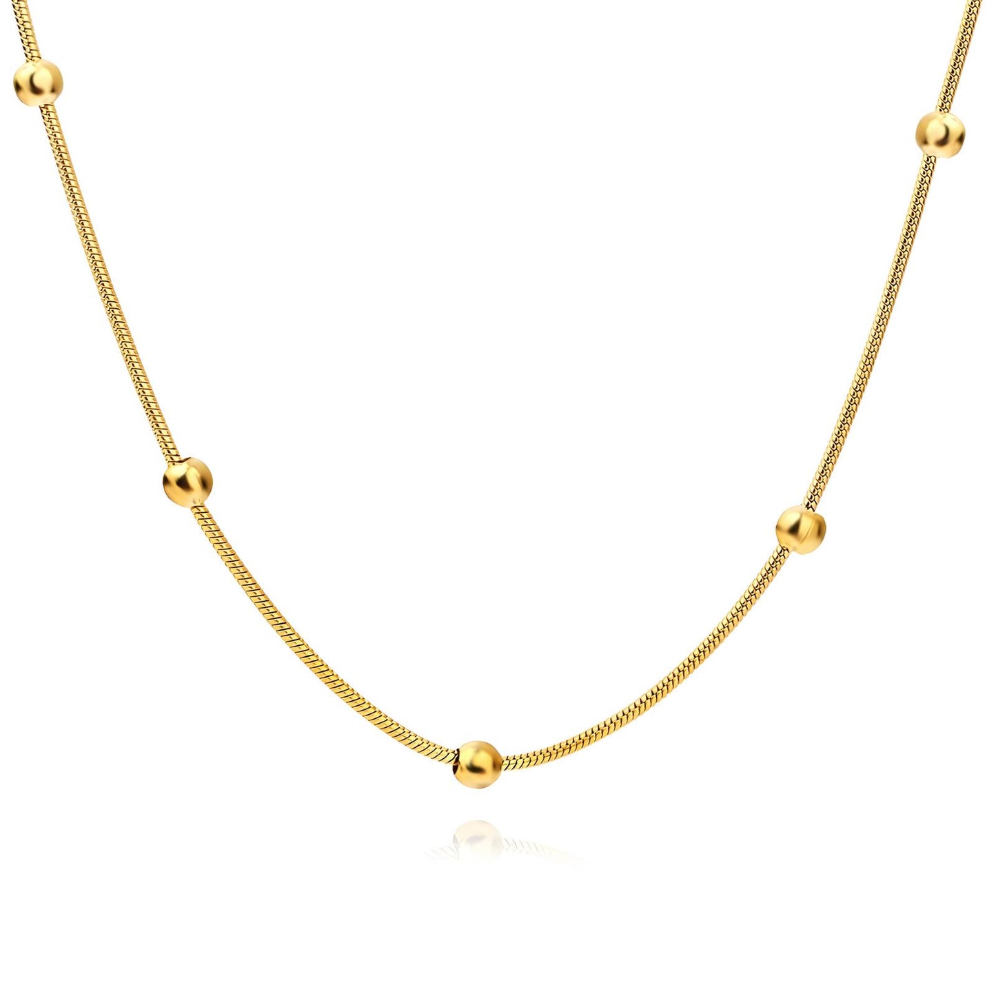 Gold Beaded Snake Chain Necklace