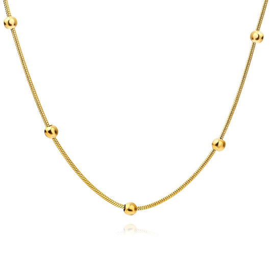 Gold Beaded Snake Chain Necklace