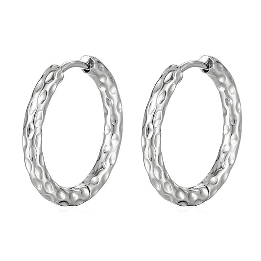 Silver Textured Hoop Earrings