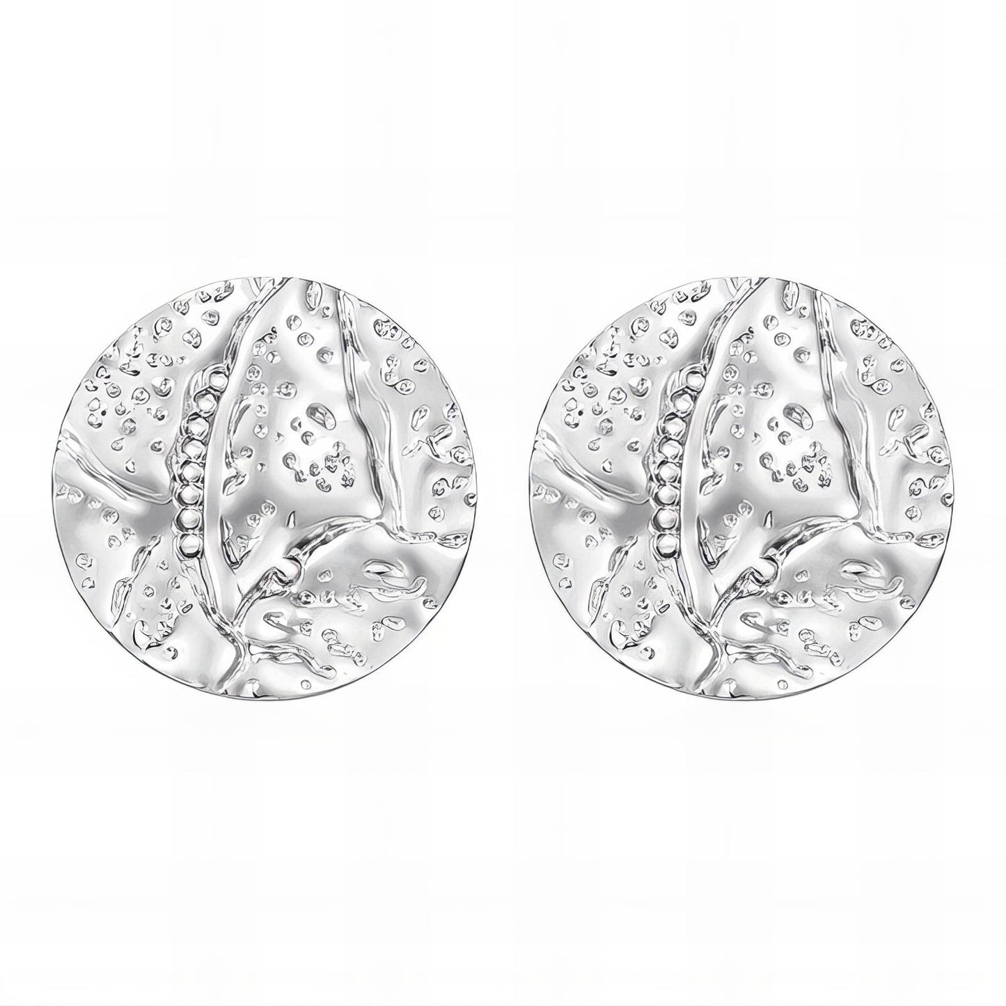 Silver Textured Disc Earrings