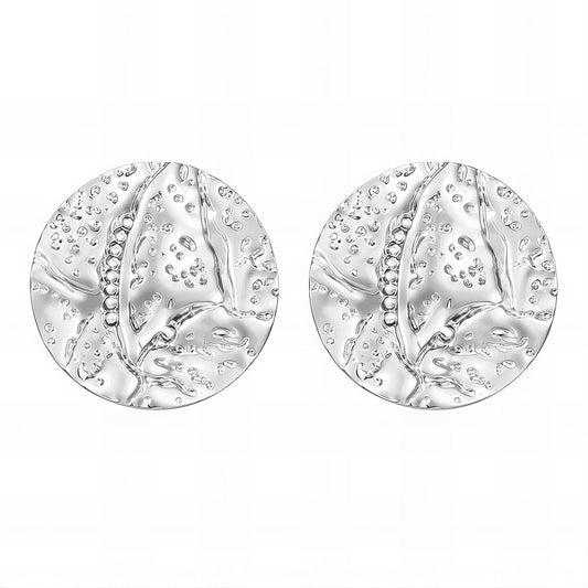 Silver Textured Disc Earrings