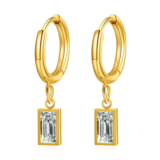 Rectangle Crystal Drop Earrings