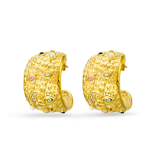 Celestial Evil Eye Hoop Earrings