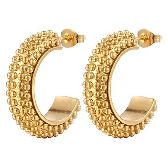 Textured Beaded Hoop Earrings